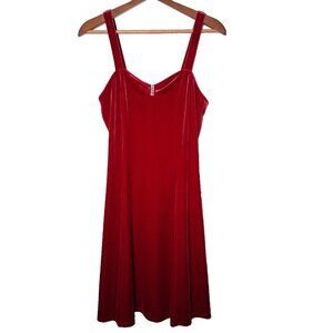 Red Velour Dress Size 6 Sleeveless Fir Flare Y2K Rhinestone Fairy Whimsigoth